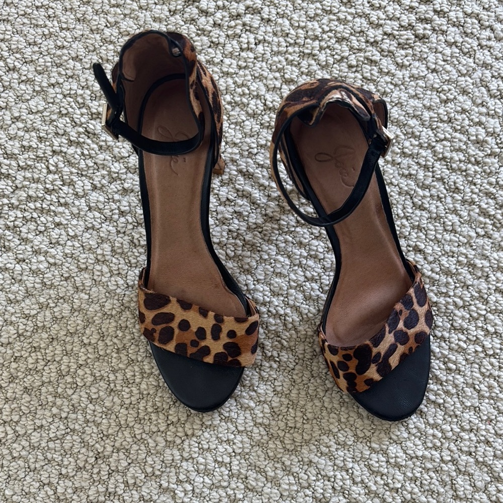 Joie Leopard Print Sandals with Black Accents